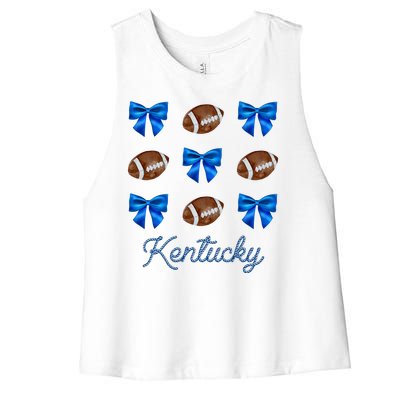 Coquette Bow Football Kentucky Lover Women's Racerback Cropped Tank