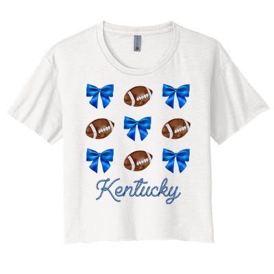 Coquette Bow Football Kentucky Lover Women's Crop Top Tee