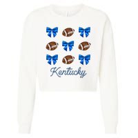 Coquette Bow Football Kentucky Lover Cropped Pullover Crew