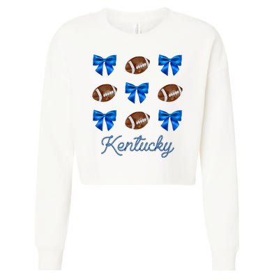 Coquette Bow Football Kentucky Lover Cropped Pullover Crew