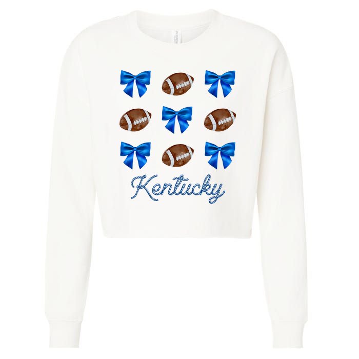 Coquette Bow Football Kentucky Lover Cropped Pullover Crew