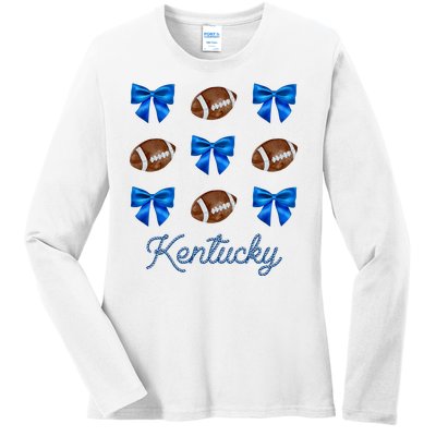 Coquette Bow Football Kentucky Lover Ladies Long Sleeve Shirt