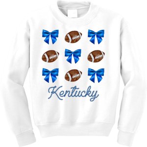 Coquette Bow Football Kentucky Lover Kids Sweatshirt