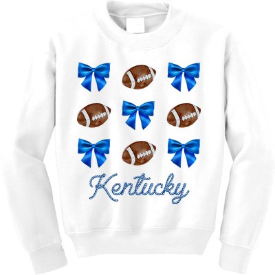 Coquette Bow Football Kentucky Lover Kids Sweatshirt