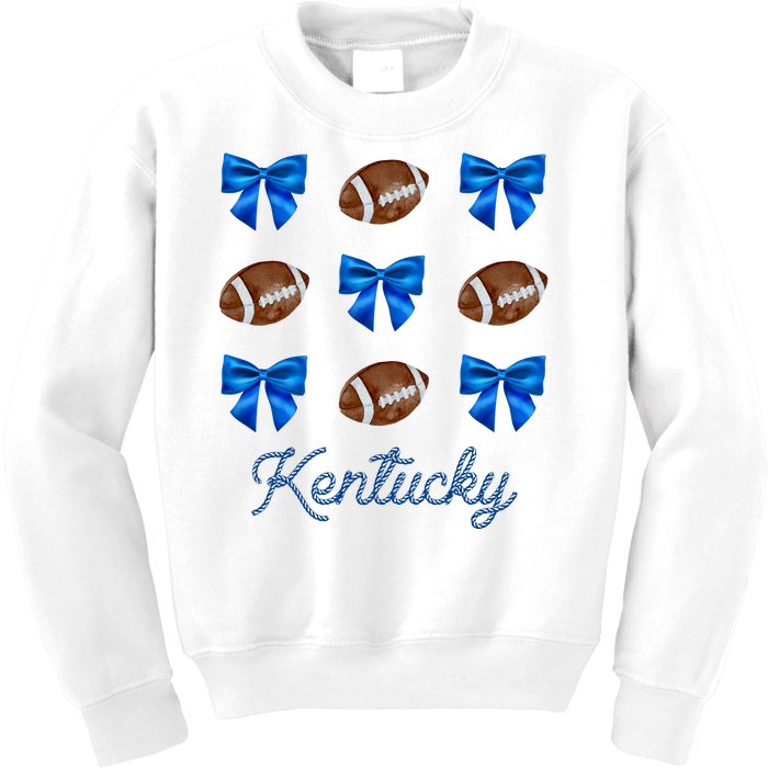 Coquette Bow Football Kentucky Lover Kids Sweatshirt