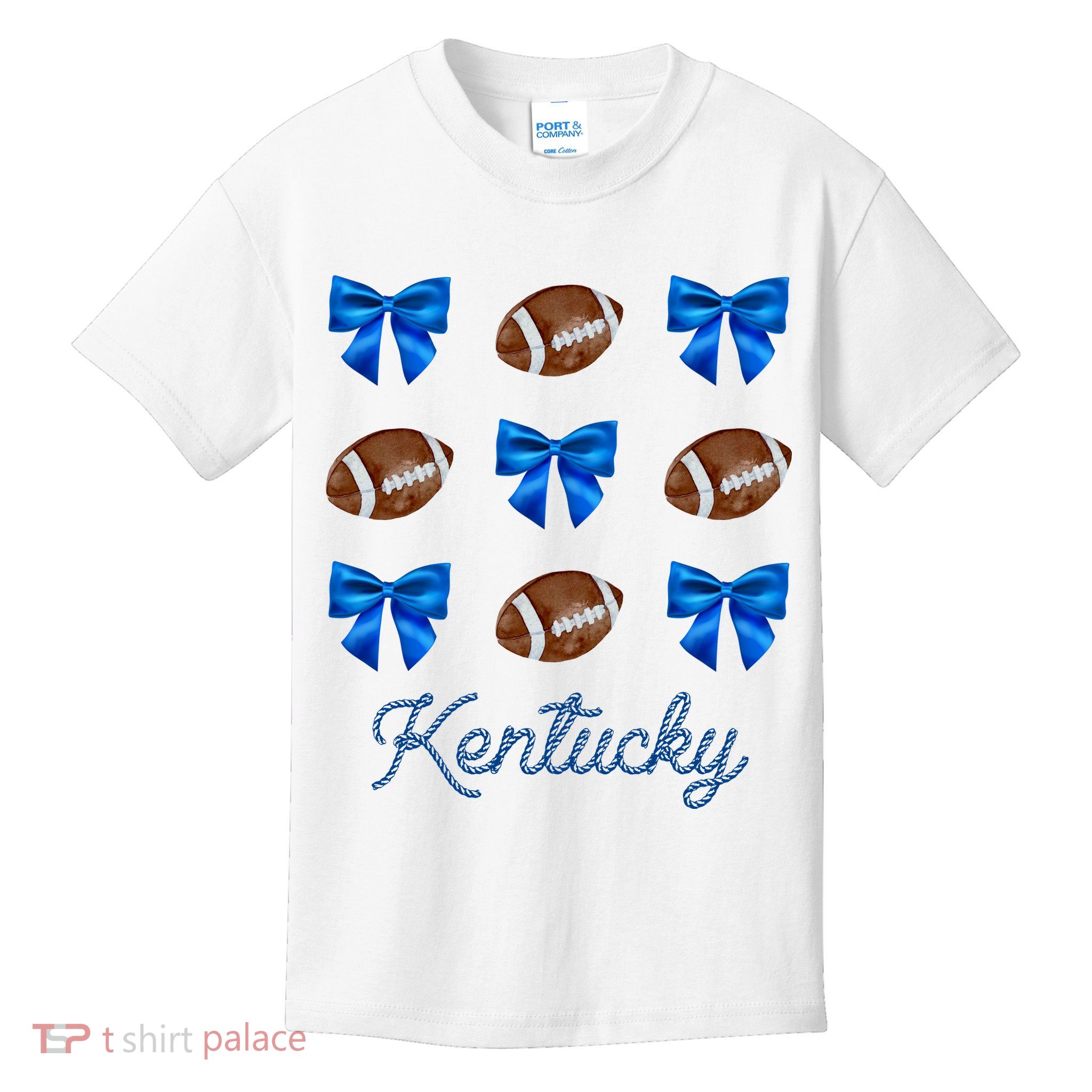 Coquette Bow Football Kentucky Lover Kids T-Shirt