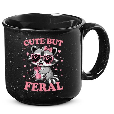Cute But Feral Funny Racoon With Glasses Gift 15oz Campfire Ceramic Mug