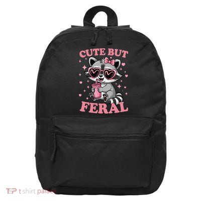 Cute But Feral Funny Racoon With Glasses Gift 16 in Basic Backpack
