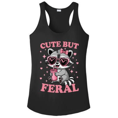 Cute But Feral Funny Racoon With Glasses Gift Ladies PosiCharge Competitor Racerback Tank