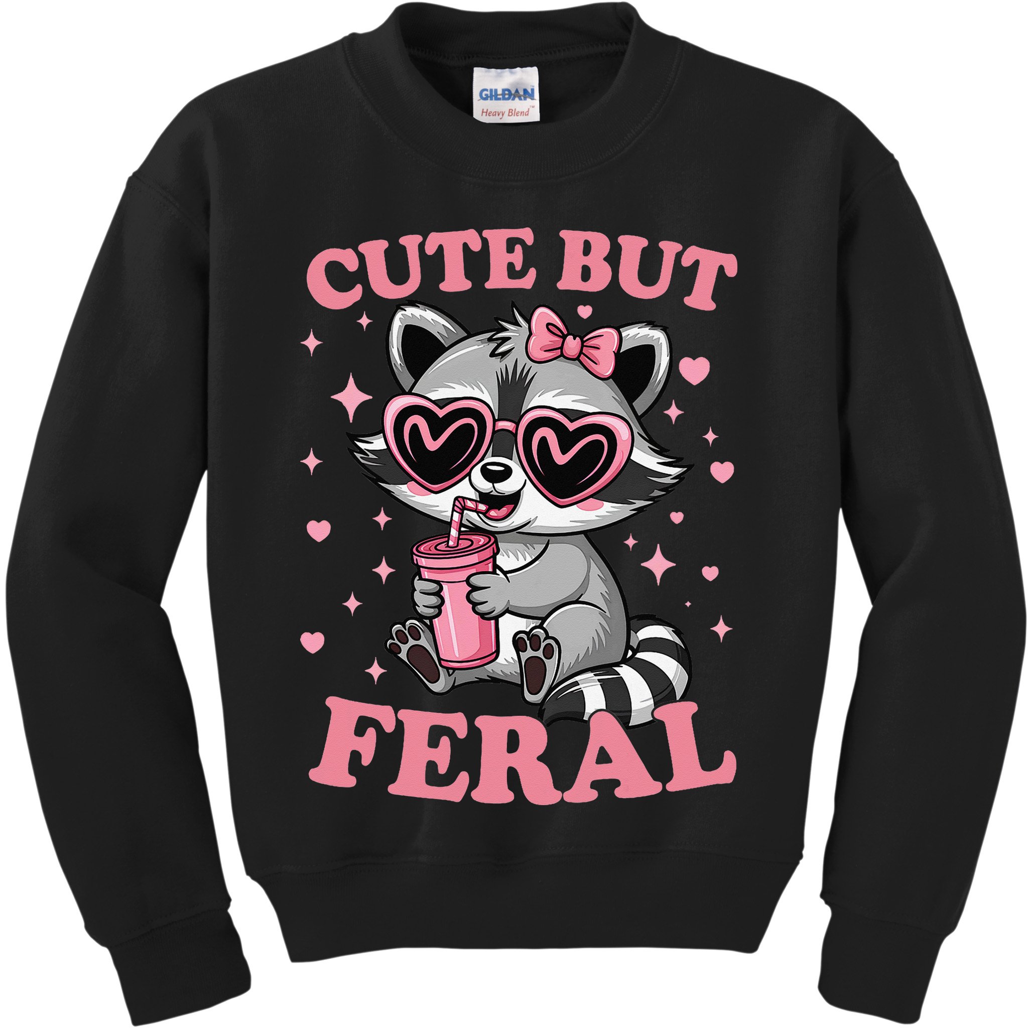 Cute But Feral Funny Racoon With Glasses Gift Kids Sweatshirt