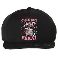 Cute But Feral Funny Racoon With Glasses Gift Wool Snapback Cap