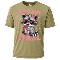 Cute But Feral Funny Racoon With Glasses Gift Cooling Performance Crew T-Shirt