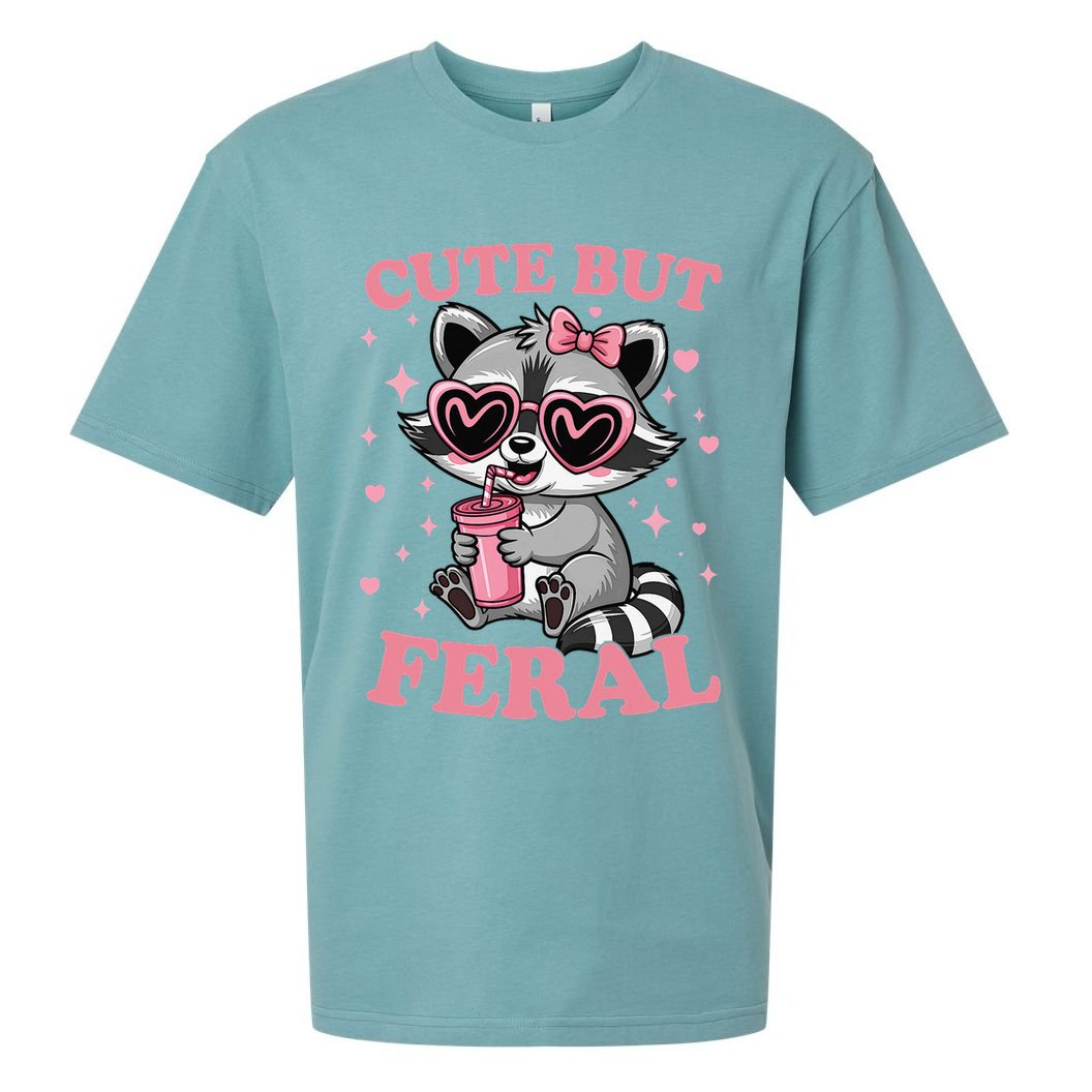 Cute But Feral Funny Racoon With Glasses Gift Sueded Cloud Jersey T-Shirt