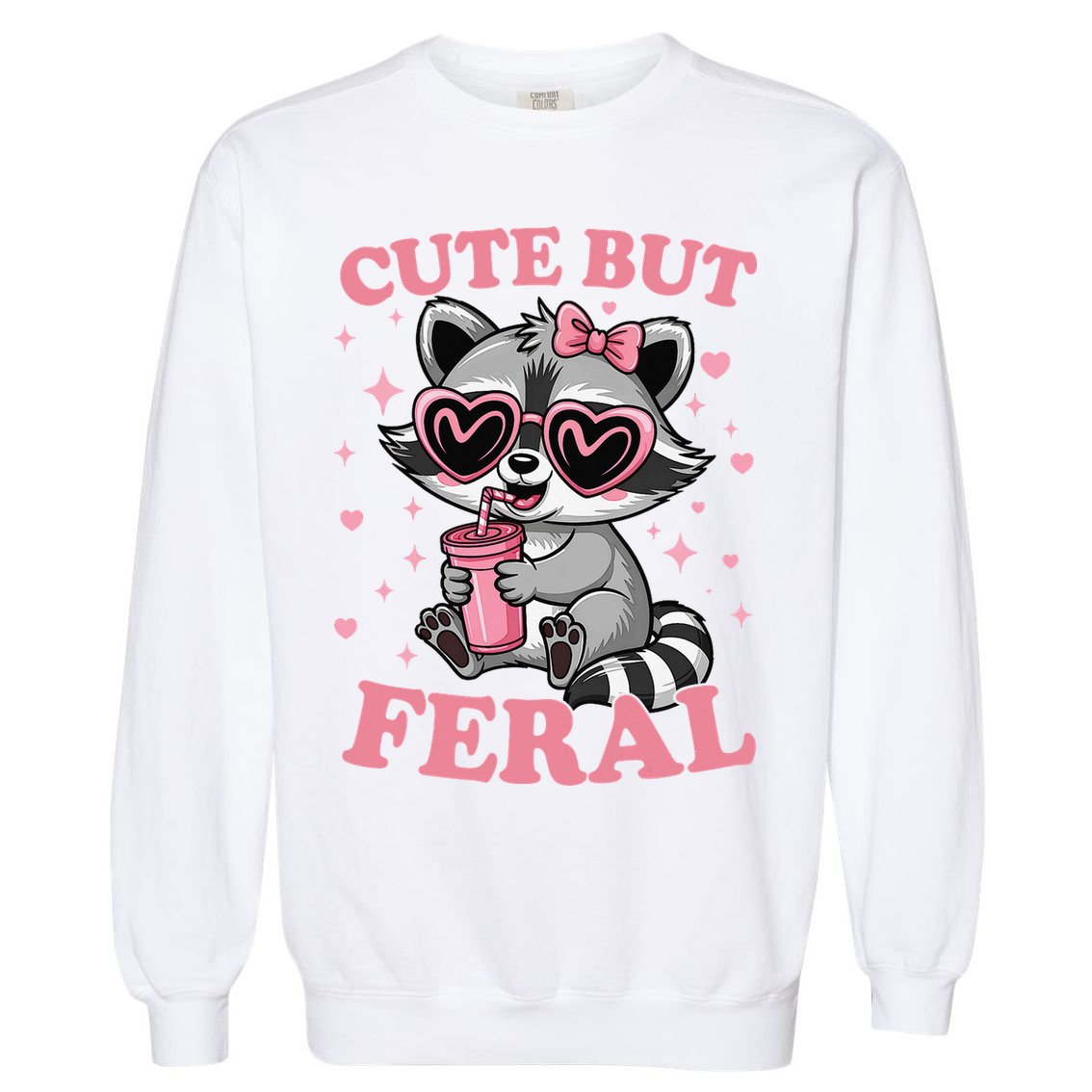 Cute But Feral Funny Racoon With Glasses Gift Garment-Dyed Sweatshirt
