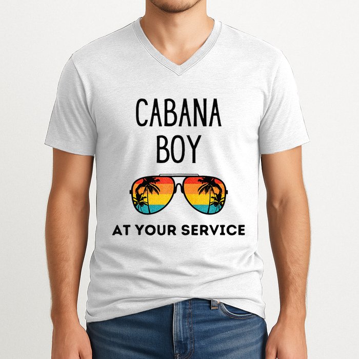 Cabana Boy Funny Summer Pool Party Bartender Bartending V-Neck T-Shirt
