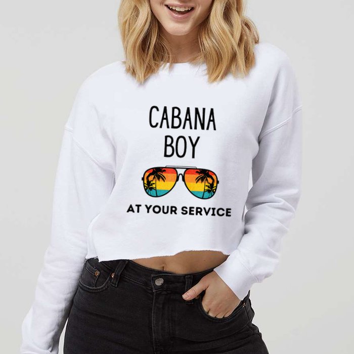 Cabana Boy Funny Summer Pool Party Bartender Bartending Cropped Pullover Crew