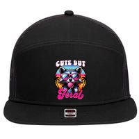 Cute But Feral Funny Trash Panda 7 Panel Mesh Trucker Snapback Hat