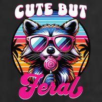 Cute But Feral Funny Trash Panda 7 Panel Mesh Trucker Snapback Hat