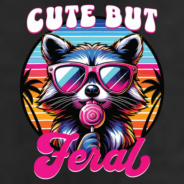 Cute But Feral Funny Trash Panda 7 Panel Mesh Trucker Snapback Hat