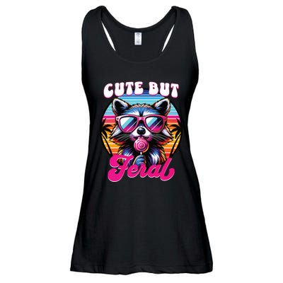Cute But Feral Funny Trash Panda Ladies Essential Flowy Tank
