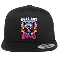 Cute But Feral Funny Trash Panda Flat Bill Trucker Hat