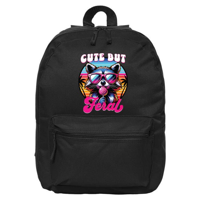 Cute But Feral Funny Trash Panda 16 in Basic Backpack