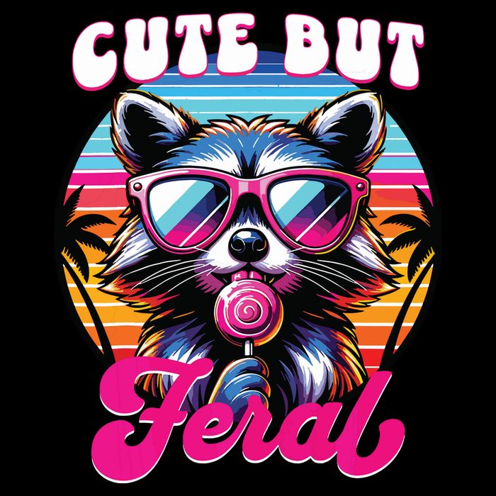 Cute But Feral Funny Trash Panda 16 in Basic Backpack
