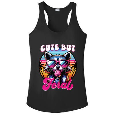 Cute But Feral Funny Trash Panda Ladies PosiCharge Competitor Racerback Tank