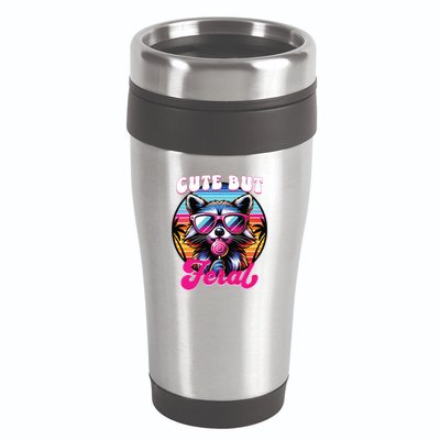 Cute But Feral Funny Trash Panda 16oz Travel Tumbler