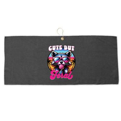 Cute But Feral Funny Trash Panda Large Microfiber Waffle Golf Towel