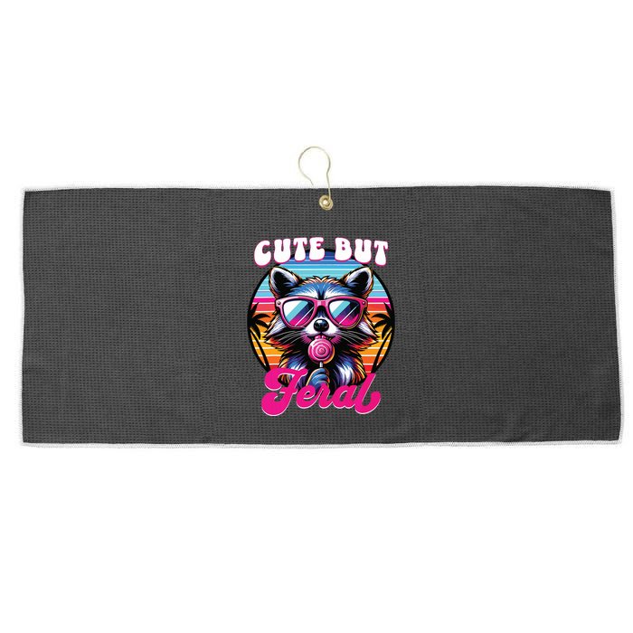 Cute But Feral Funny Trash Panda Large Microfiber Waffle Golf Towel
