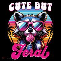 Cute But Feral Funny Trash Panda Pom Pom 12in Knit Beanie