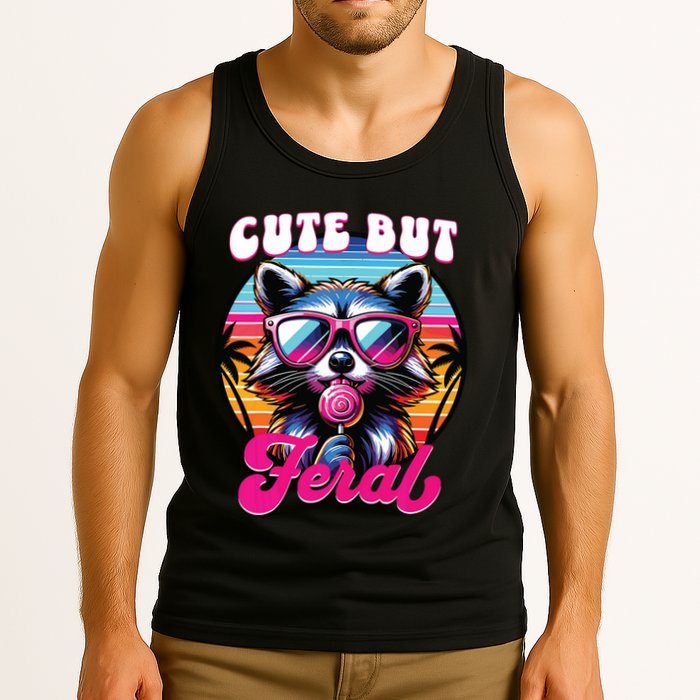 Cute But Feral Funny Trash Panda Tank Top