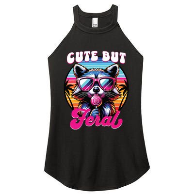 Cute But Feral Funny Trash Panda Women's Perfect Tri Rocker Tank