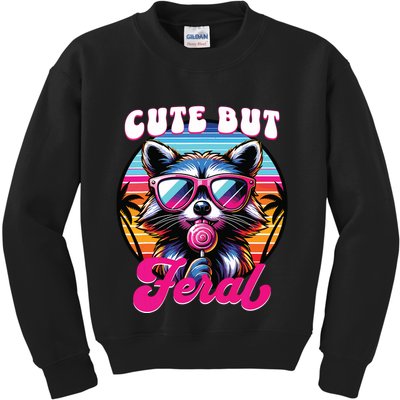 Cute But Feral Funny Trash Panda Kids Sweatshirt