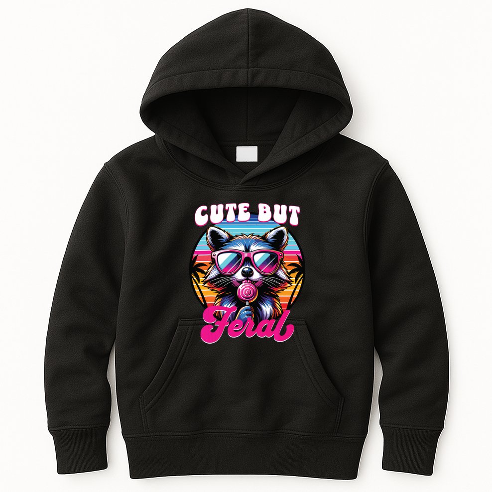 Cute But Feral Funny Trash Panda Kids Hoodie