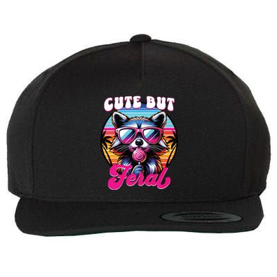 Cute But Feral Funny Trash Panda Wool Snapback Cap