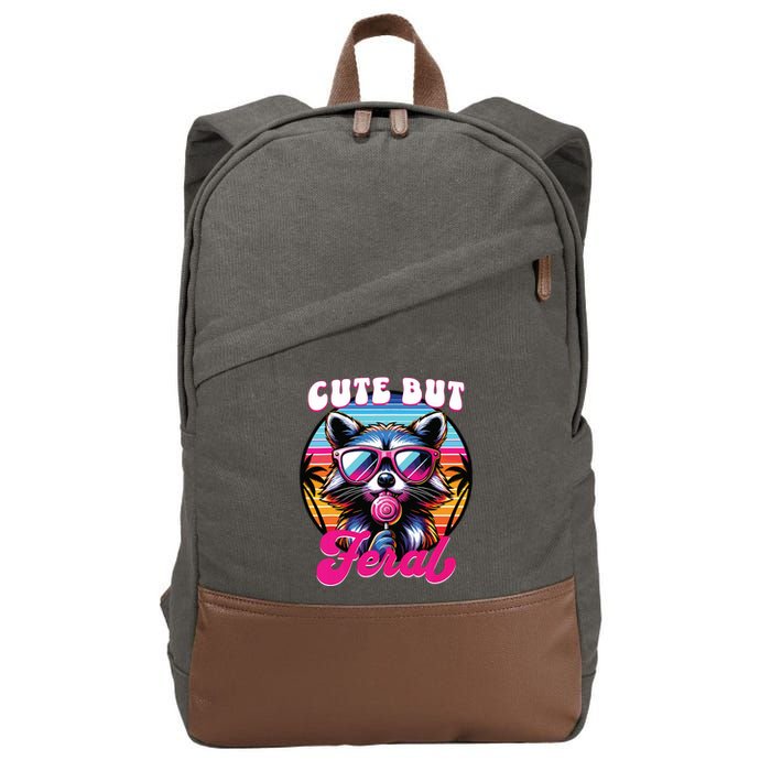 Cute But Feral Funny Trash Panda Cotton Canvas Backpack