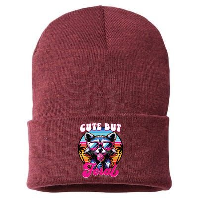 Cute But Feral Funny Trash Panda Sustainable Knit Beanie