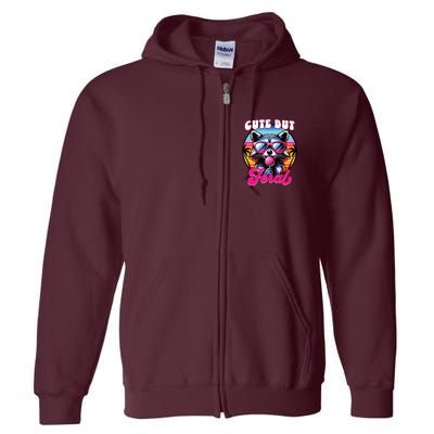 Cute But Feral Funny Trash Panda Full Zip Hoodie