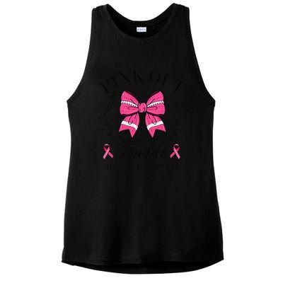 Coquette Bow Football Pin.K Out Tackle Breast Cancer Fight Ladies PosiCharge Tri-Blend Wicking Tank