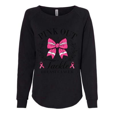 Coquette Bow Football Pin.K Out Tackle Breast Cancer Fight Womens California Wash Sweatshirt