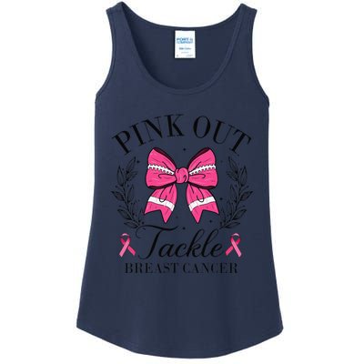 Coquette Bow Football Pin.K Out Tackle Breast Cancer Fight Ladies Essential Tank