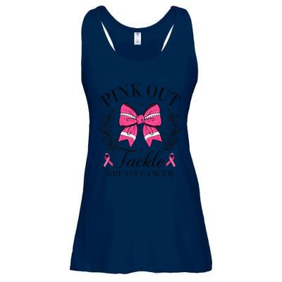 Coquette Bow Football Pin.K Out Tackle Breast Cancer Fight Ladies Essential Flowy Tank