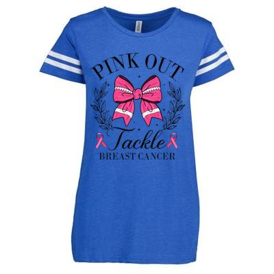 Coquette Bow Football Pin.K Out Tackle Breast Cancer Fight Enza Ladies Jersey Football T-Shirt