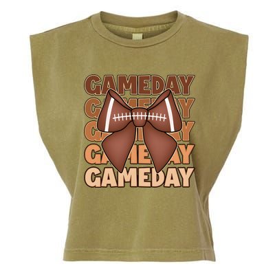 Coqutte Bow Football Game Day Garment-Dyed Women's Muscle Tee