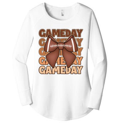 Coqutte Bow Football Game Day Women's Perfect Tri Tunic Long Sleeve Shirt