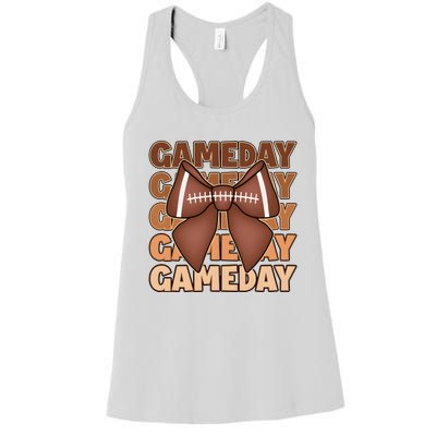 Coqutte Bow Football Game Day Women's Racerback Tank