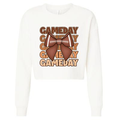 Coqutte Bow Football Game Day Cropped Pullover Crew