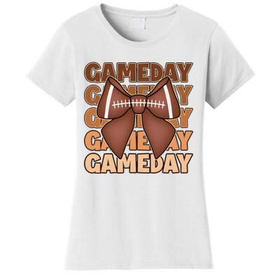 Coqutte Bow Football Game Day Women's T-Shirt